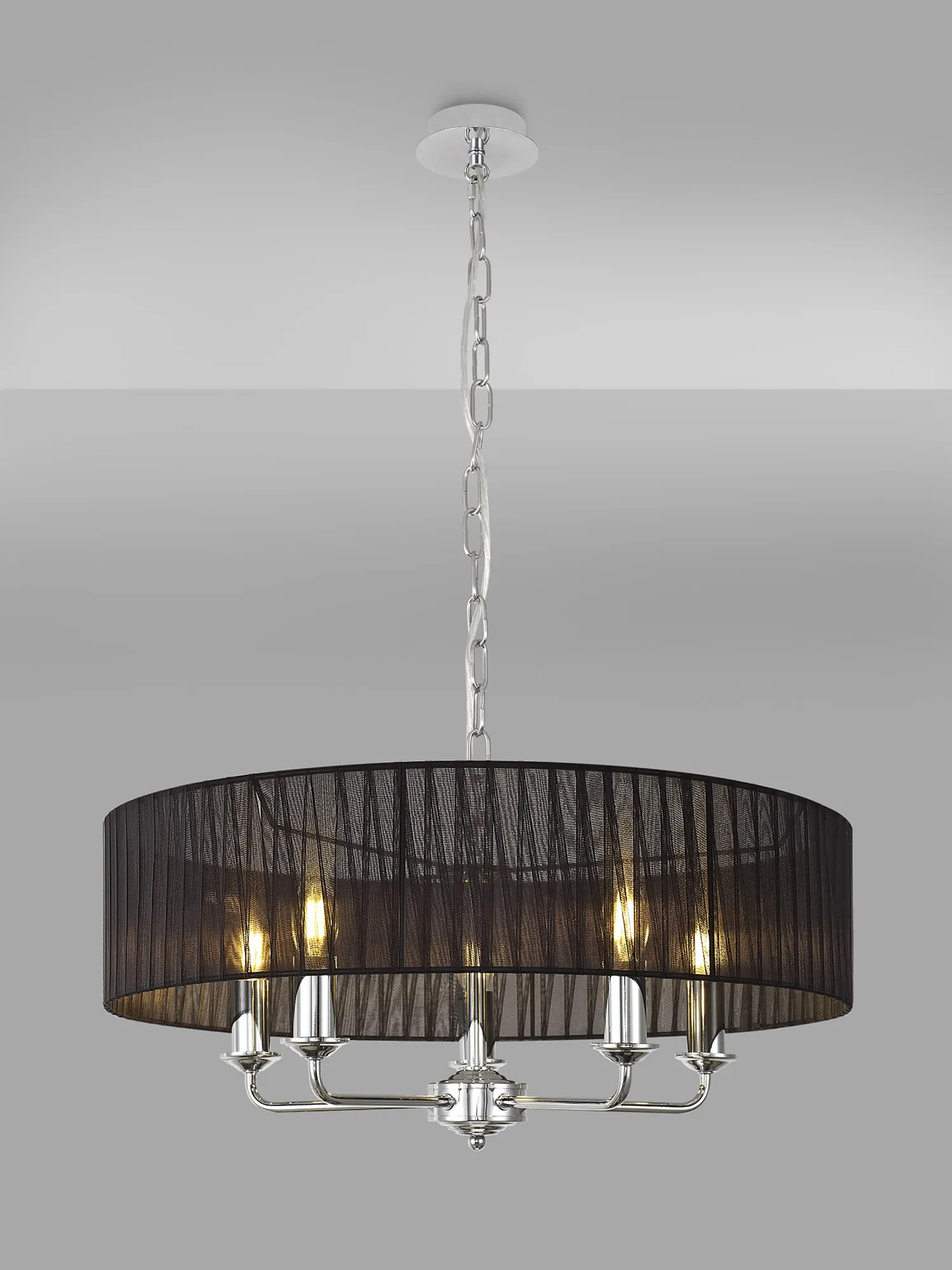 Banyan 45cm 3 Light Pendant Polished Chrome, Black DK0860  Deco Banyan CH BL
